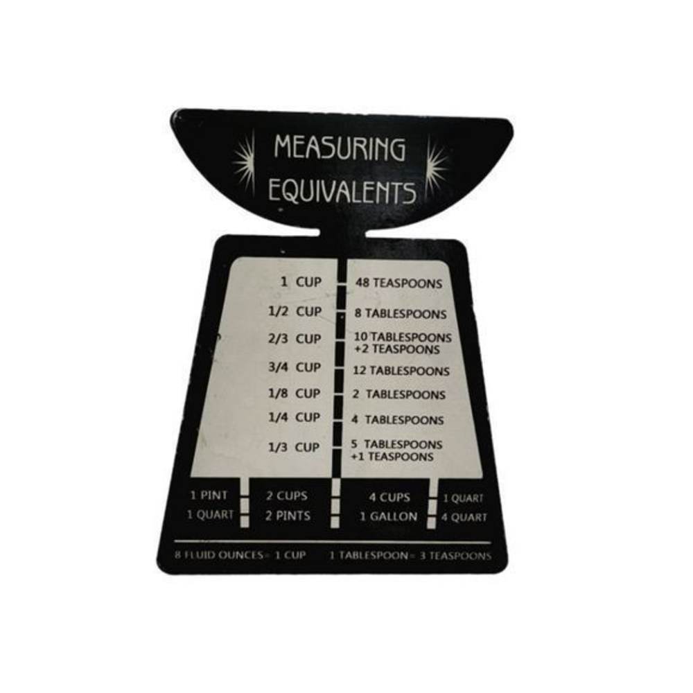 Kitchen metal standing sign for measuring conversions black‎ white Farmhouse